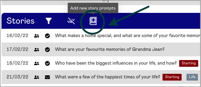 Add a story prompt for an author