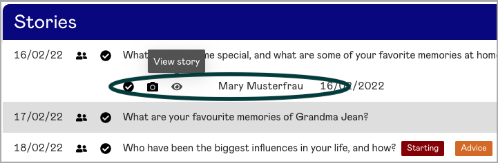 Read an author's submitted story on the Anecdobio dashboard