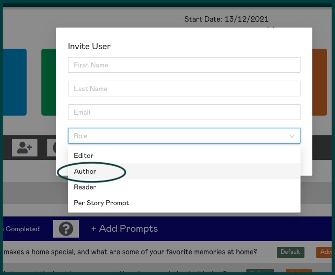 Select Author from the dropdown menu
